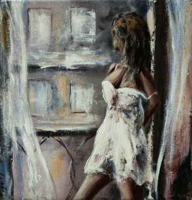 Painting titled ""Jenny's morning" s…" by Olga Tsyhypko, Original Artwork, Acrylic Mounted on Wood Stretcher frame