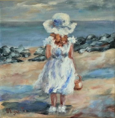 Painting titled ""Sarah's walk" litt…" by Olga Tsyhypko, Original Artwork, Acrylic Mounted on Wood Stretcher frame