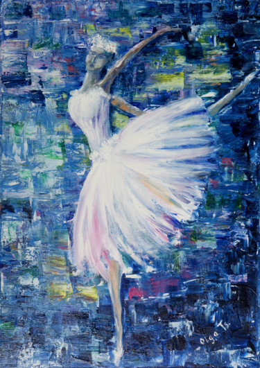 Painting titled "Ballerina dance" by Olga Tsyhypko, Original Artwork, Acrylic Mounted on Wood Stretcher frame