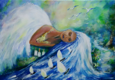 Painting titled "Angel of oblivion a…" by Olga Tsyhypko, Original Artwork, Acrylic