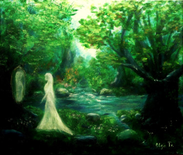 Painting titled ""Fairy Forest" fant…" by Olga Tsyhypko, Original Artwork, Acrylic Mounted on Wood Stretcher frame