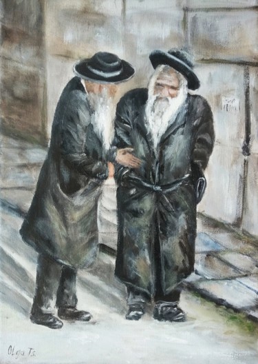 Painting titled "Moment of truth Jew…" by Olga Tsyhypko, Original Artwork, Acrylic Mounted on Wood Stretcher frame