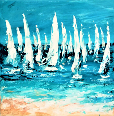 Ζωγραφική με τίτλο "Summer walk Sailing…" από Olga Tsyhypko, Αυθεντικά έργα τέχνης, Ακρυλικό Τοποθετήθηκε στο Ξύλινο φορείο…