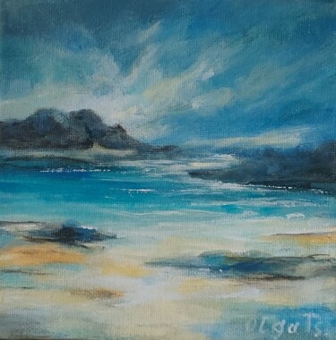 Painting titled "Small Coastal Artwo…" by Olga Tsyhypko, Original Artwork, Acrylic Mounted on Wood Stretcher frame