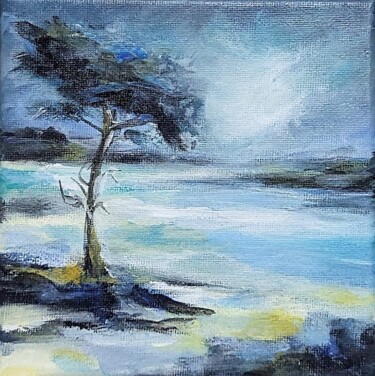 Картина под названием "Seaside Tree Painti…" - Olga Tsyhypko, Подлинное произведение искусства, Акрил Установлен на Деревянн…