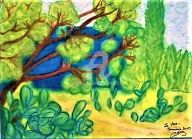 Картина под названием "LE JARDIN" - Lola Design59, Подлинное произведение искусства, Витражная роспись Установлен на Деревян…