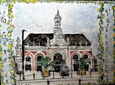 Painting titled "LA GARE DE VALENCIE…" by Lola Design59, Original Artwork, Stained glass painting