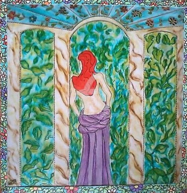 Peinture intitulée "Une FENETRE SUR LA…" par Lola Design59, Œuvre d'art originale, Peinture vitrail Monté sur Panneau de bois