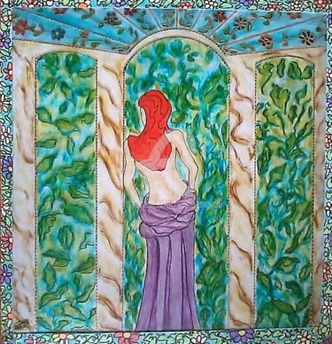 Painting titled "Une FENETRE SUR LA…" by Lola Design59, Original Artwork, Stained glass painting Mounted on Wood Panel