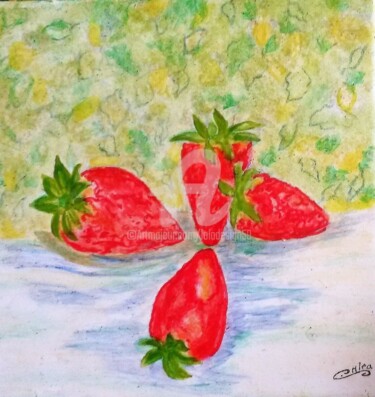 Peinture intitulée "RAMÈNE TA FRAISE" par Lola Design59, Œuvre d'art originale, Acrylique