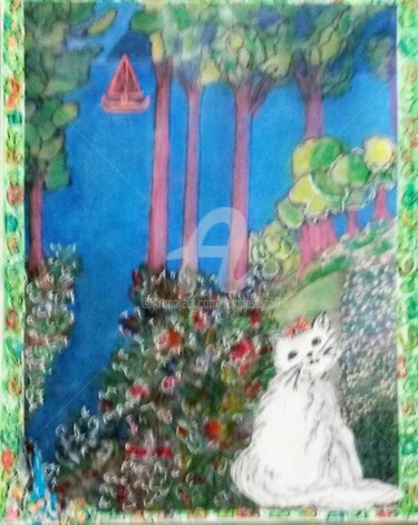 绘画 标题为“Ange au Jardin” 由Lola Design59, 原创艺术品, 丙烯