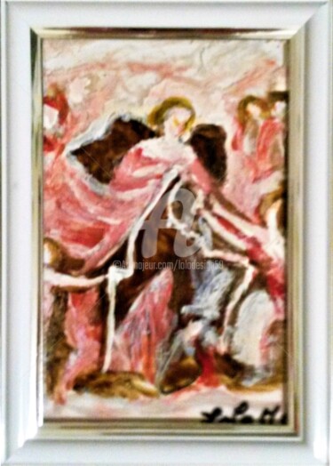 Peinture intitulée "Demandez à Notre Da…" par Lola Design59, Œuvre d'art originale, Peinture vitrail Monté sur Panneau de bo…