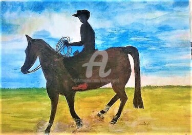 Painting titled "Cowboy" by Lola Design59, Original Artwork, Pigments