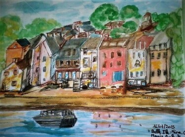 Malerei mit dem Titel "À L'OUEST BELLE ÎLE" von Lola Design59, Original-Kunstwerk, Aquarell