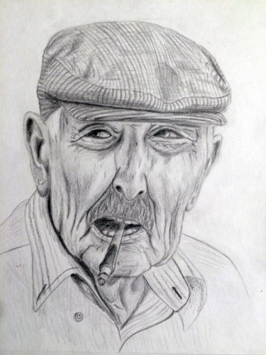 Drawing titled "Old Sicilian." by Alex Titenkov, Original Artwork, Graphite