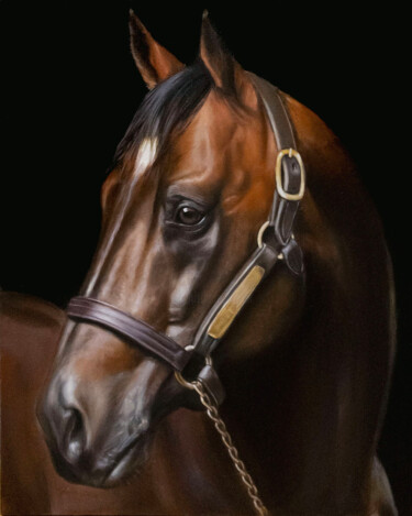 Картина под названием "horse brown" - Nick Kozyrev, Подлинное произведение искусства, Масло Установлен на Деревянная рама дл…