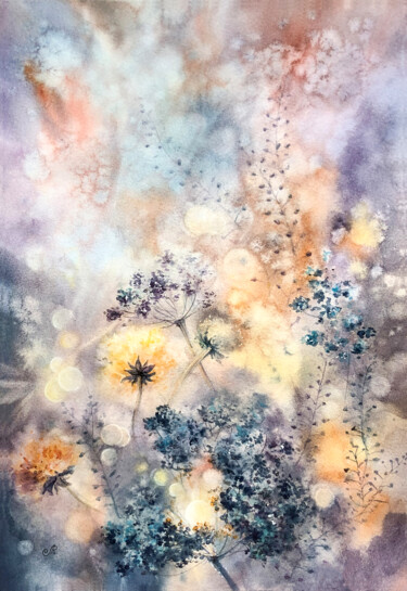 Pintura titulada "Wildflowers Abstrac…" por Lolita Ros, Obra de arte original, Acuarela