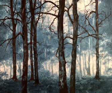 Schilderij getiteld "Forest Oil Painting…" door Lolita Ros, Origineel Kunstwerk, Olie