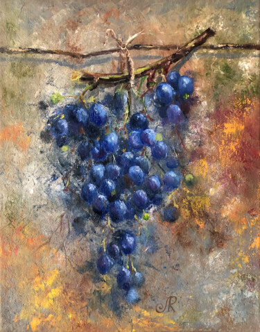 Painting titled "Grape Painting Rais…" by Lolita Ros, Original Artwork, Oil