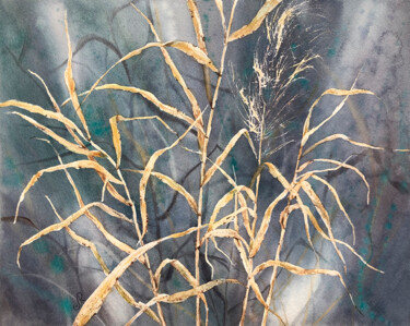 Malerei mit dem Titel "Plants Painting Wil…" von Lolita Ros, Original-Kunstwerk, Aquarell