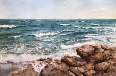 Peinture intitulée "Seascape Watercolor…" par Lolita Ros, Œuvre d'art originale, Aquarelle