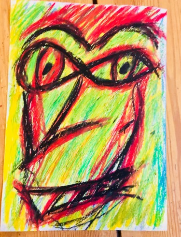 Painting titled "Borderline Guy" by Free Man, Original Artwork, Pastel