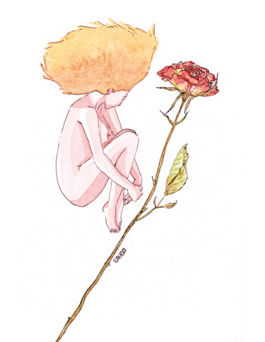 Drawing titled "Blooming" by Laure Maniere, Original Artwork, Watercolor