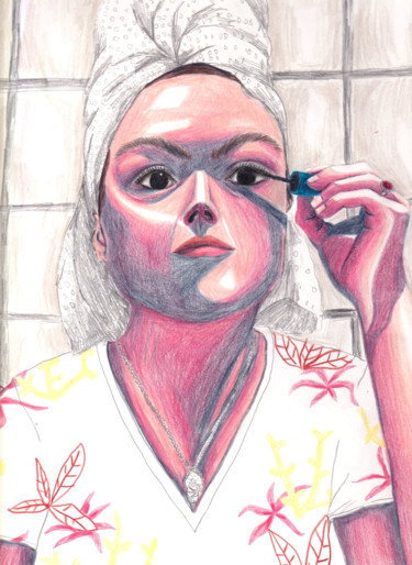 「Pink lady」というタイトルの描画 Laure Maniereによって, オリジナルのアートワーク, 鉛筆