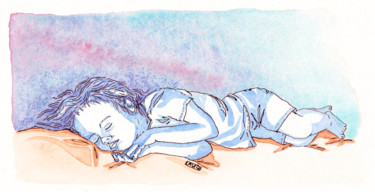 Dreaming Painting titled "Dreaming" by Laure Maniere, Original Art, Watercolor
