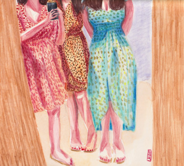Desenho intitulada "The selfie" por Laure Maniere, Obras de arte originais, Aquarela