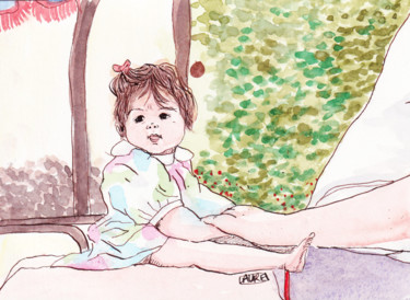 Zeichnungen mit dem Titel "Child" von Laure Maniere, Original-Kunstwerk, Aquarell