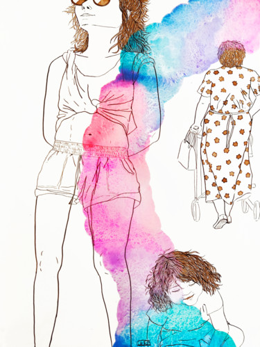 The ages of life Dessin intitulée "The ages of life" par Laure Maniere, Œuvre d'art originale, Aquarelle