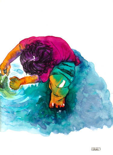 「The puddle」というタイトルの描画 Laure Maniereによって, オリジナルのアートワーク, インク