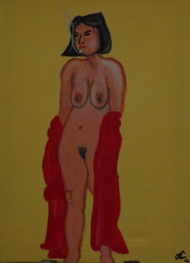 Peinture intitulée "femme à la  cigaret…" par Lc, Œuvre d'art originale