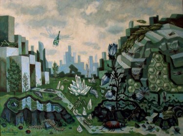 Peinture intitulée "La ville des insect…" par Lonesloane, Œuvre d'art originale
