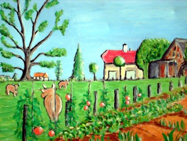 Painting titled ""Le potager à la ca…" by François Longère, Original Artwork, Acrylic