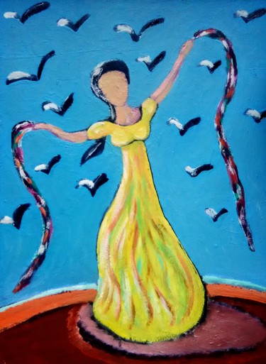 Peinture intitulée ""La danseuse aux fo…" par François Longère, Œuvre d'art originale, Acrylique