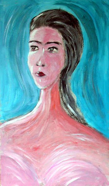 Peinture intitulée ""Jeune femme brune"" par François Longère, Œuvre d'art originale, Acrylique