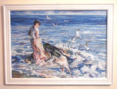 Painting titled "Marina (part 3)" by Vranceanu Aurelian, Original Artwork, Oil