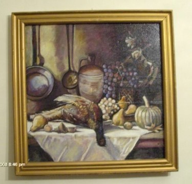 Painting titled "pheasant pumpkin gr…" by Vranceanu Aurelian, Original Artwork, Oil