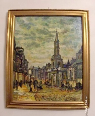 Painting titled "street of london" by Vranceanu Aurelian, Original Artwork, Oil