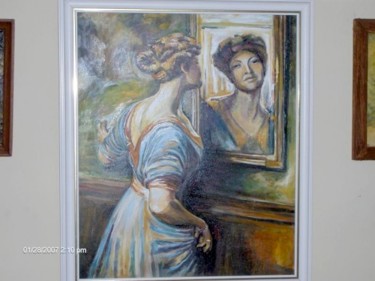 Painting titled "smile in the mirror" by Vranceanu Aurelian, Original Artwork, Oil