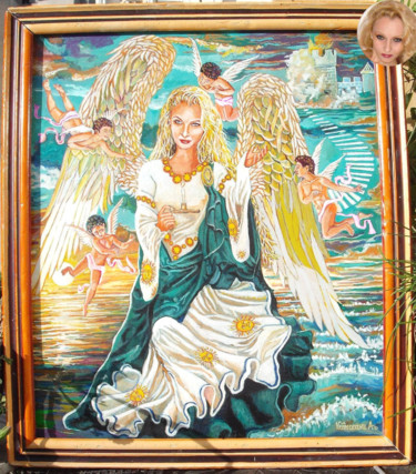 Painting titled "My Angel Jophiel" by Vranceanu Aurelian, Original Artwork, Oil