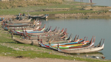 Fotografía titulada "Barques-Birmanie" por Lonicera, Obra de arte original
