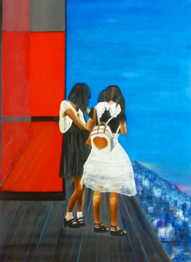 Painting titled "Shopping" by Lonicera, Original Artwork, Oil