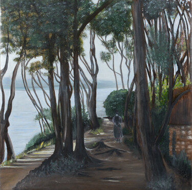 Pintura intitulada "Promenade au bord d…" por Lonicera, Obras de arte originais, Óleo