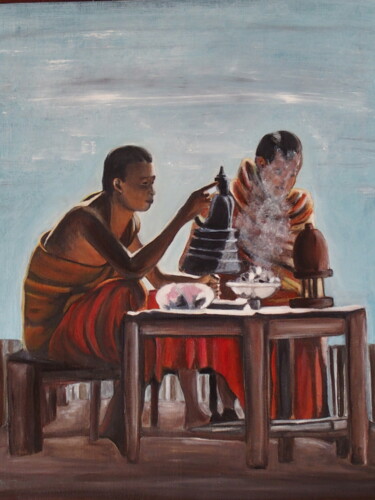 Painting titled "L'atelier Workshop" by Lonicera, Original Artwork, Oil