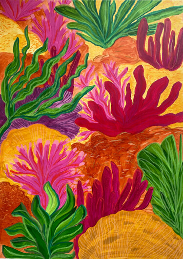 Painting titled "Coral Garden" by Lonidia, Original Artwork, Acrylic
