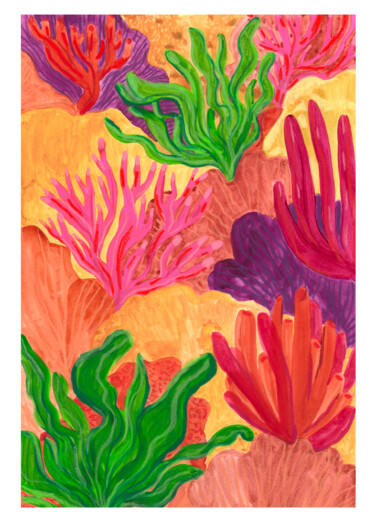 Ζωγραφική με τίτλο "Seaweed garden - fr…" από Lonidia, Αυθεντικά έργα τέχνης, Ακρυλικό