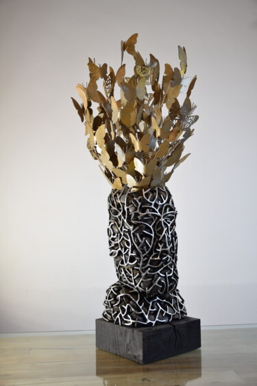 Sculpture intitulée "Le songe du moaï" par Looki0732, Œuvre d'art originale, Métaux